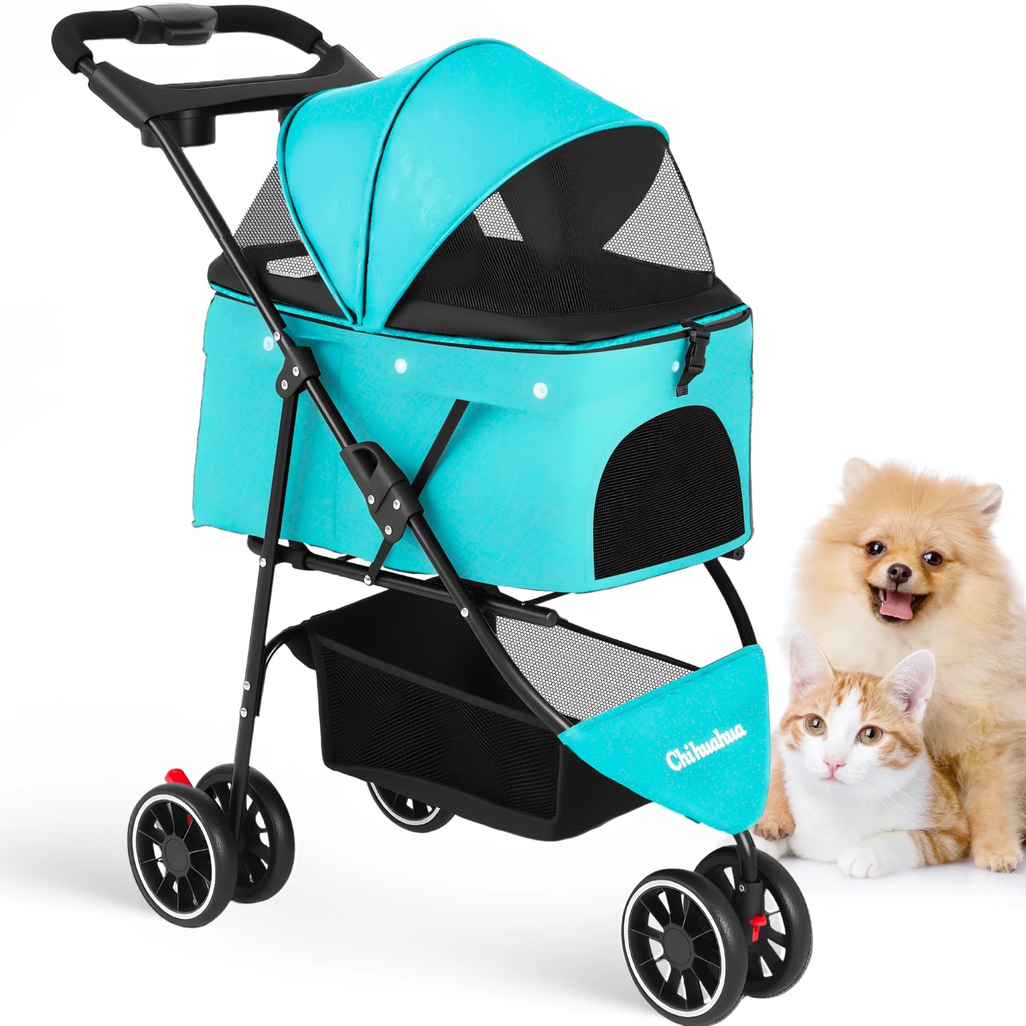 Pet Stroller For Small Puppy Dogs & Cats Travel Portable, Foldable