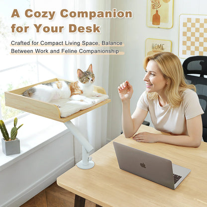 Cat Desk Bed, 360° Rotatable Cat Bed Stand for Indoor Cats