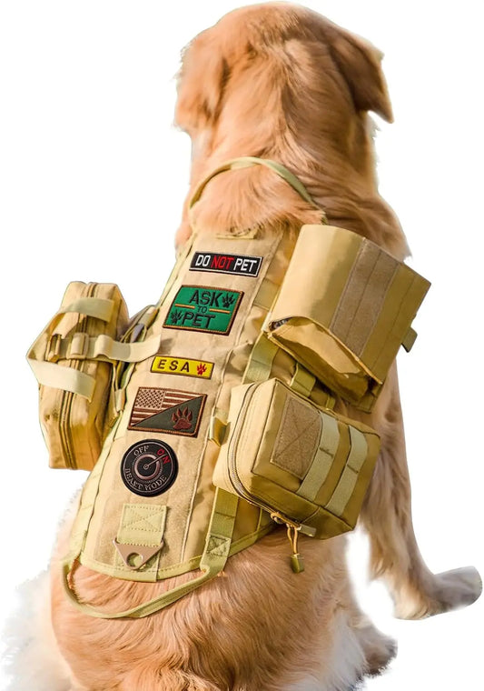 Adjustable Tactical Dog Harness with Pouches