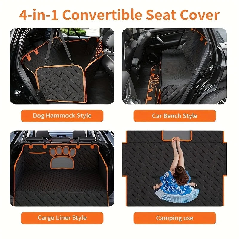Dog Car Seat Cover, Hammock Style Heavy Duty Scratch Resistant Anti Slip Durable Soft Rear Seat Cover for Cars and Trucks