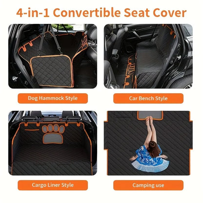 Dog Car Seat Cover, Hammock Style Heavy Duty Scratch Resistant Anti Slip Durable Soft Rear Seat Cover for Cars and Trucks
