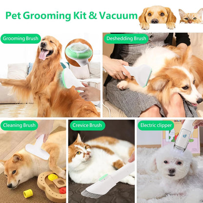Pet Grooming Kit with 2L Vacuum Suction 99% Pet Hair, Professional Quiet Dog Grooming Vacuum Kit with 5 Grooming Tools