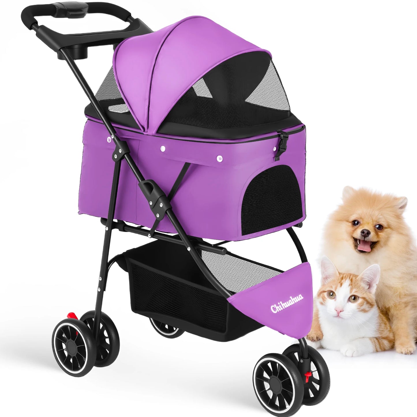 Pet Stroller For Small Puppy Dogs & Cats Travel Portable, Foldable