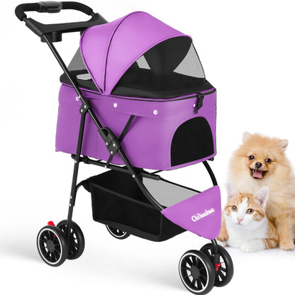 Pet Stroller For Small Puppy Dogs & Cats Travel Portable, Foldable