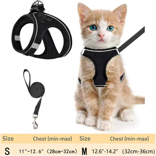 Pet Harness & Leash: Escape-Proof Adjustable, Reflective Soft Mesh for Outdoor