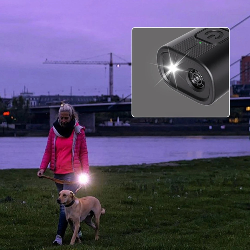 Ultrasonic Dog Bark Deterrent Device Long Range Rechargeable with LED Flashlight