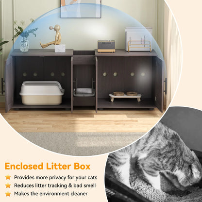 Double Cat Litter Box TV Stand 3 Colors