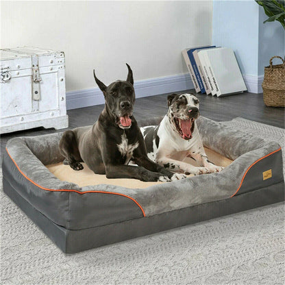Jumbo Large Orthopedic Dog Bed Memory Foam, Bolster Couch Removable Cover