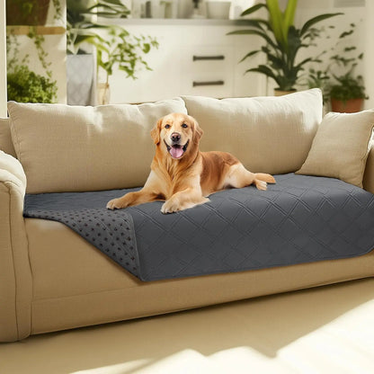 Waterproof Anti-Slip Dog Couch Cover Blanket with Non-Slip Bottom, Grey, 30x70 Inch