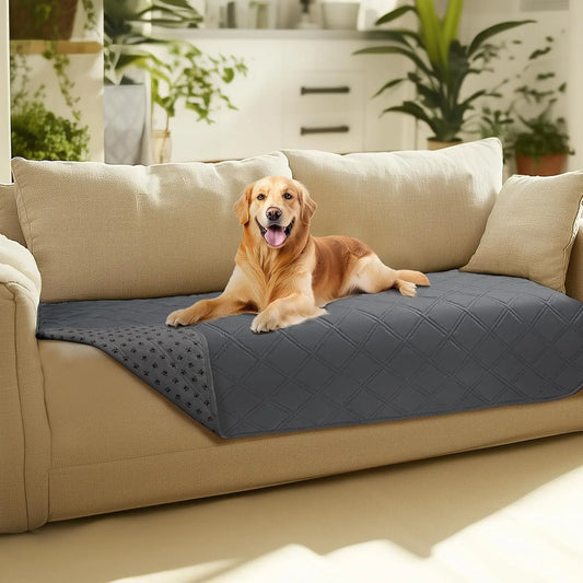 Waterproof Anti-Slip Dog Couch Cover Blanket with Non-Slip Bottom, Grey, 30x70 Inch