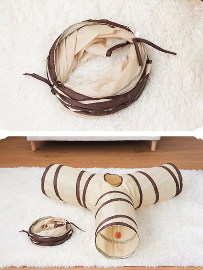 1PC Foldable Cat Tunnel - Detachable Play & Sleep Toy for Cats