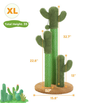 Cactus Cat Tree with Large Condo, Hammock, Dangling Ball, Small Cat Tower, Cat Scratching Post for Indoors
