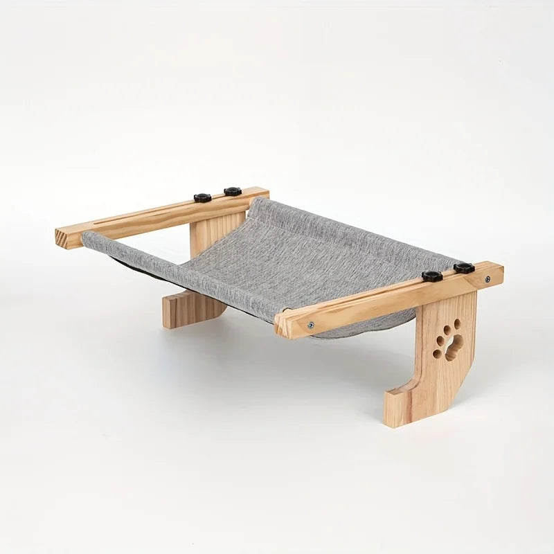 Cat Window Hammock, for Indoor Cats, wooden and metal frame, easy to adjust