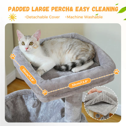 Large Cat Tree for Indoor Cats Multi-Level Cat Tower with Spacious Condos Sisal Scratching Pad