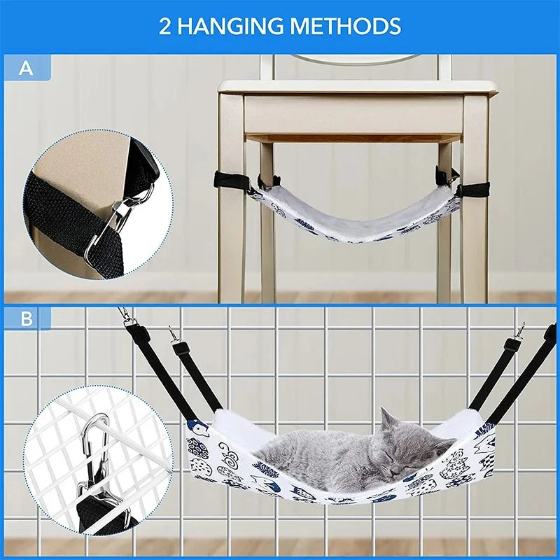 Cat Hanging Hammock with Adjustable Straps Double-Sided
