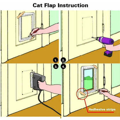 Cat Flap Door with 4 Way Security Lock