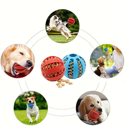 2Pc Interactive Dog Chew Toys Treat Dispenser Dental Cleaning Balls