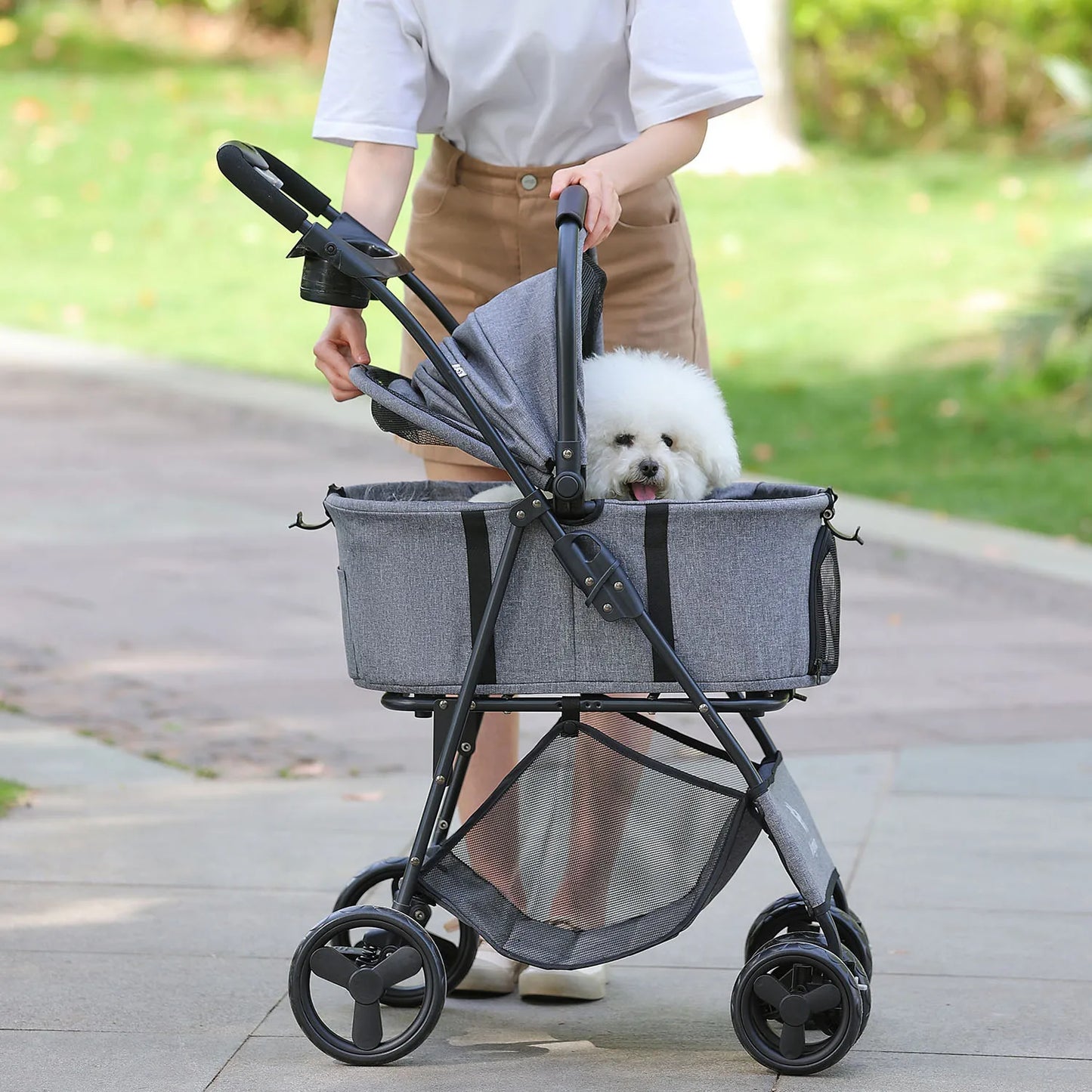 3 in 1 Pet Stroller with Removable Carrier, Folding Stroller for Small/Medium Dogs and Cats, Waterproof
