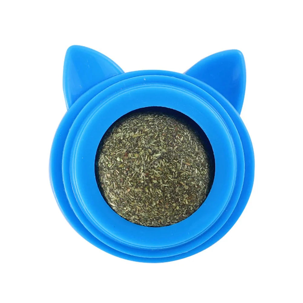 Rotatable Cat Cleaning Toy Self-Adhesive Catnip Balls Toy