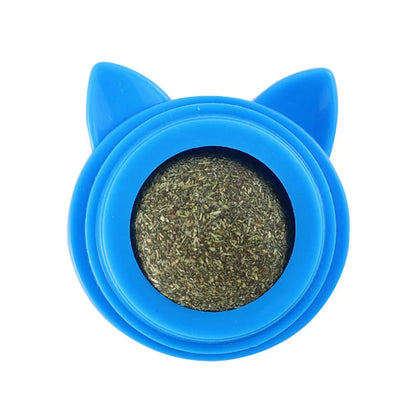 Rotatable Cat Cleaning Toy Self-Adhesive Catnip Balls Toy