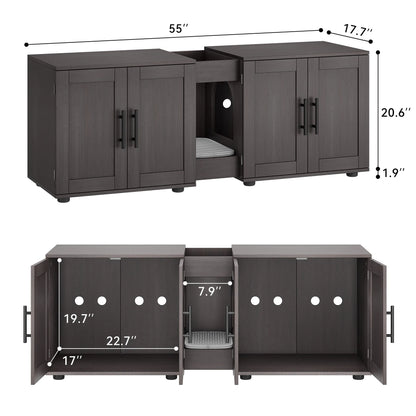 Double Cat Litter Box TV Stand 3 Colors
