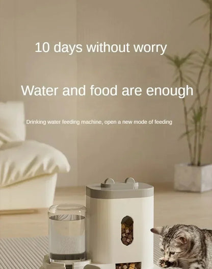 Automatic Feeder Dog or Cat With Water Fountain Large Capacity Storage Dispenser