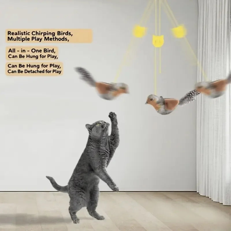 Interactive Touch-Activated Flapping Bird, Plush Sparrow with Realistic Chirping Sound
