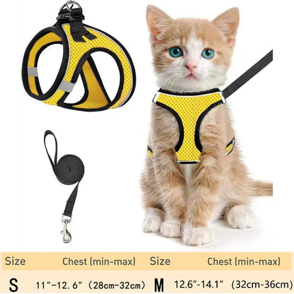Pet Harness & Leash: Escape-Proof Adjustable, Reflective Soft Mesh for Outdoor