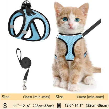 Pet Harness & Leash: Escape-Proof Adjustable, Reflective Soft Mesh for Outdoor