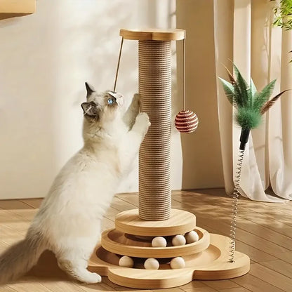 1pcs High-Quality Cat Scratch Post, Rotating Platform, Durable and Non Shedding
