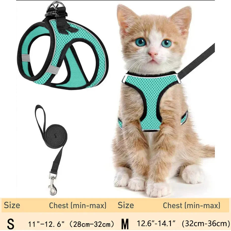 Pet Harness & Leash: Escape-Proof Adjustable, Reflective Soft Mesh for Outdoor