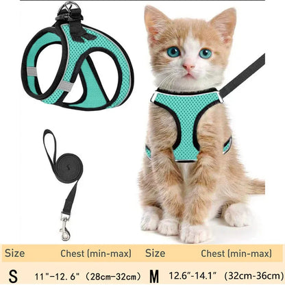 Pet Harness & Leash: Escape-Proof Adjustable, Reflective Soft Mesh for Outdoor
