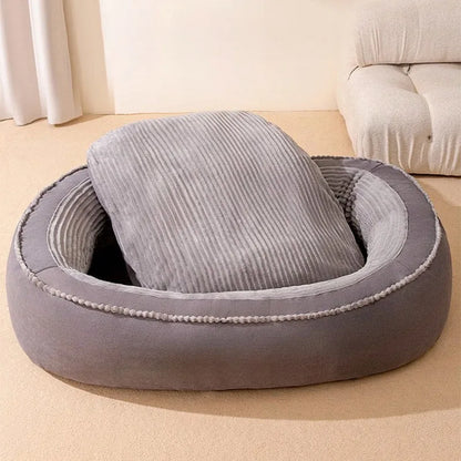 Pet Bed Round Dog Kennel Soft Washable Cushion Bed