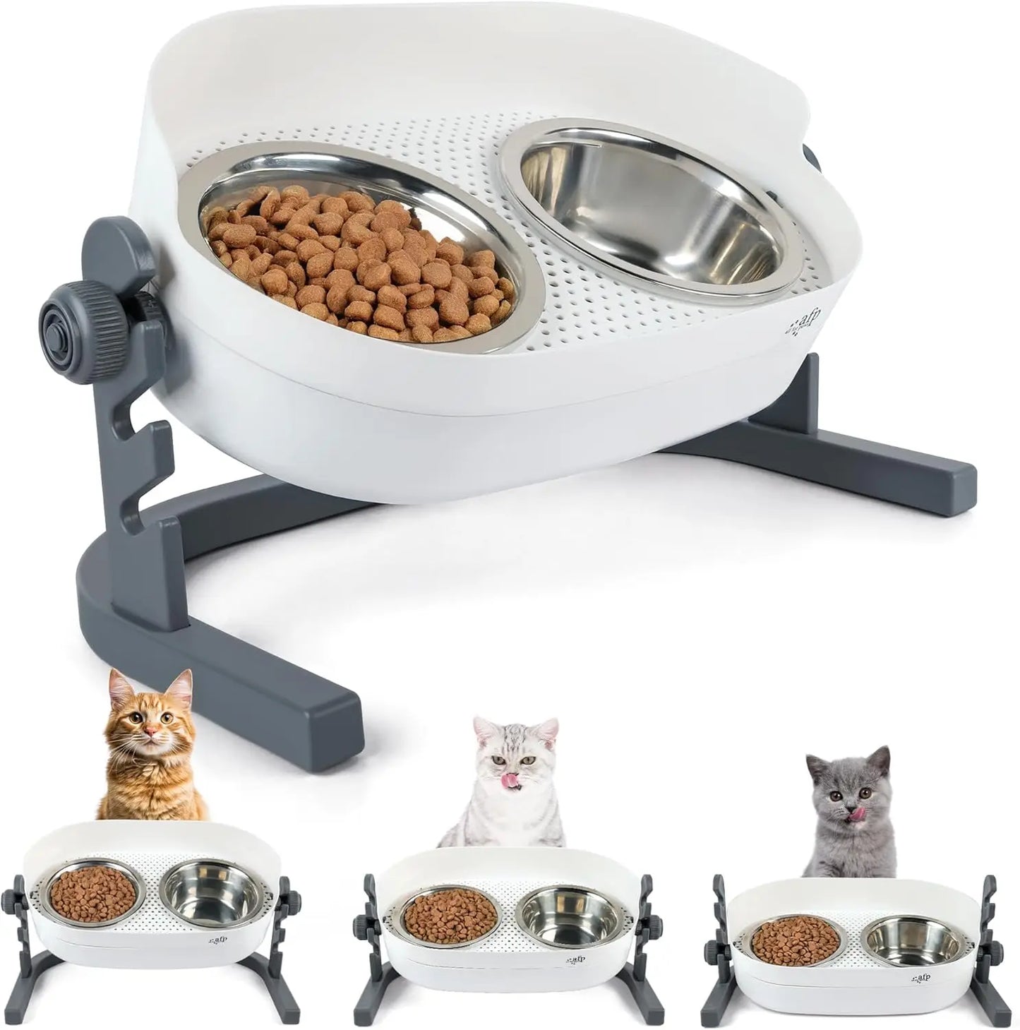 Adjustable Height Elevated Pet Bowls Stainless Steel Mess Proof for Cats and Smaller Dogs
