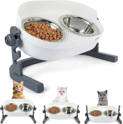 Adjustable Height Elevated Pet Bowls Stainless Steel Mess Proof for Cats and Smaller Dogs