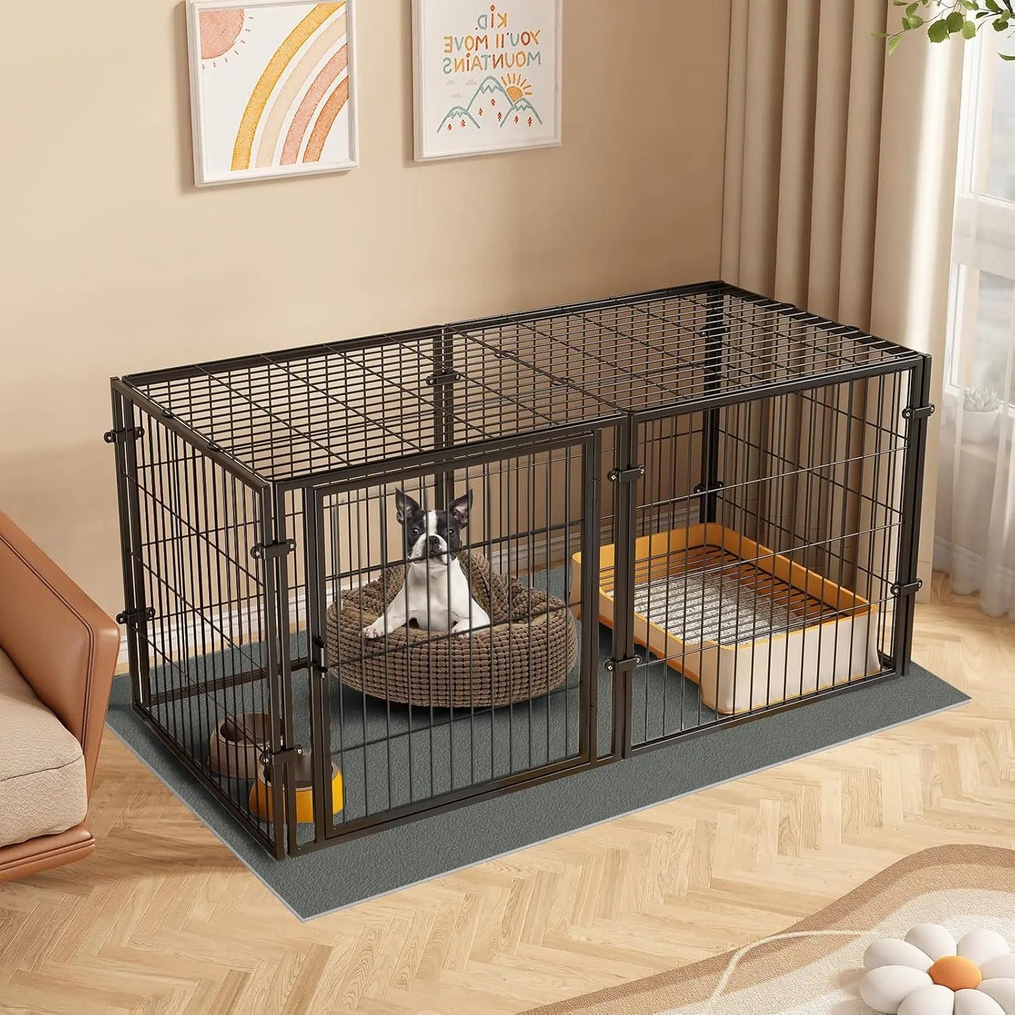 Large Dog Crate – 59 Inch Metal Kennel for Medium and Small Dogs, Safe Indoor & Outdoor