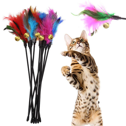 5pcs/set Short Rod Interactive Stick Colorful Feathers
