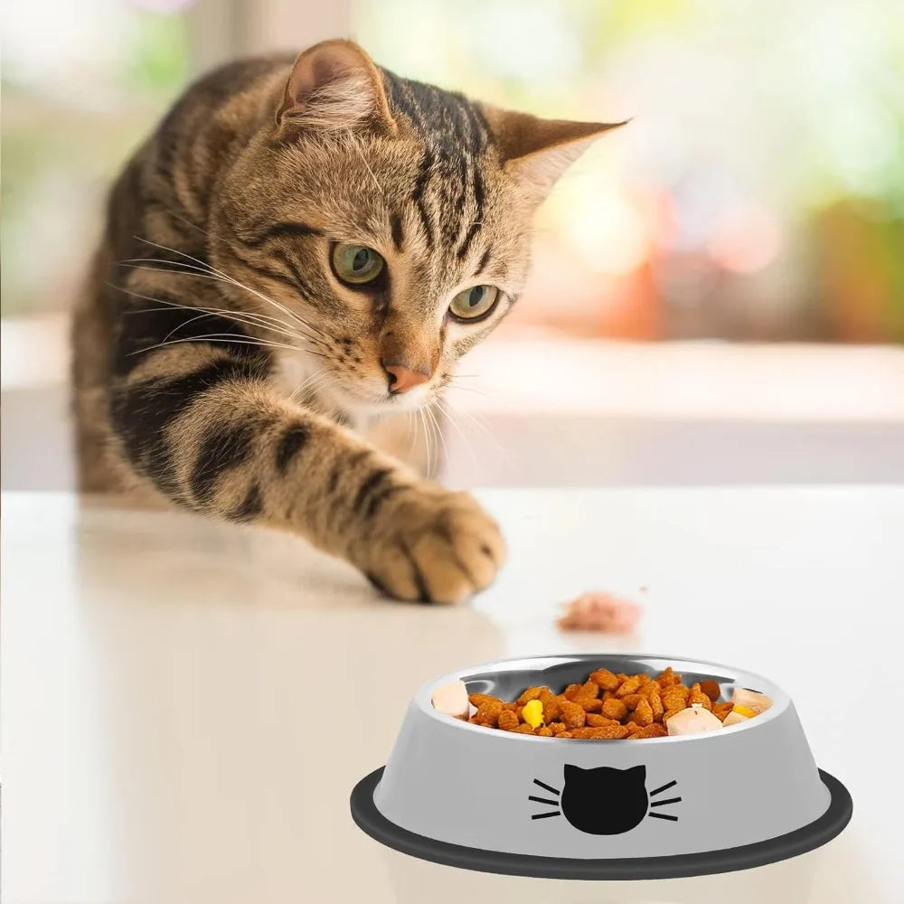 2-pack non-slip stainless steel small cat food bowls