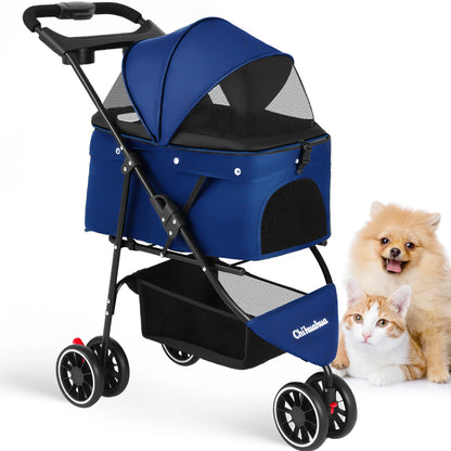 Foldable & Portable Dog Stroller 3 Wheels for Small Medium Dogs / Cats