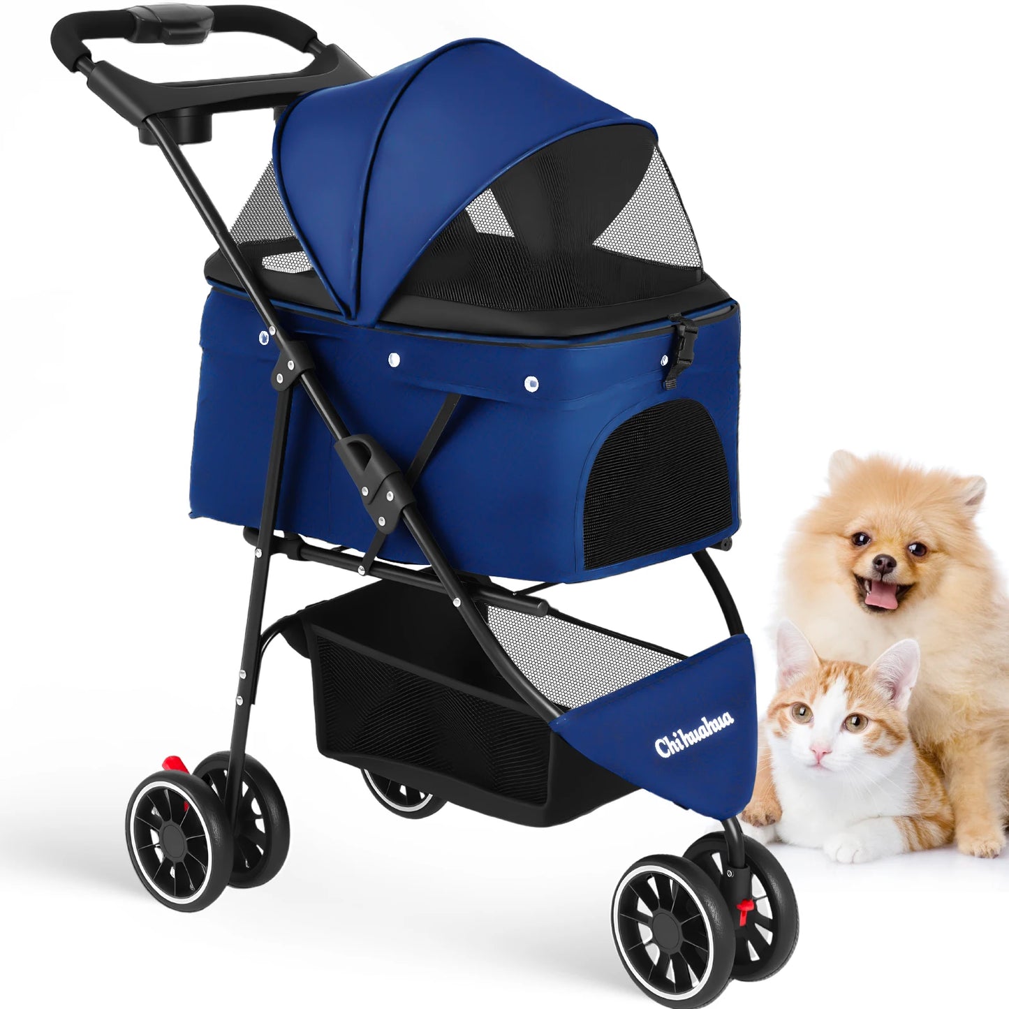 Pet Stroller For Small Puppy Dogs & Cats Travel Portable, Foldable