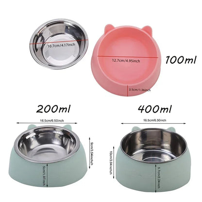 Tilted Stainless Cat Bowls with Non-slip Base