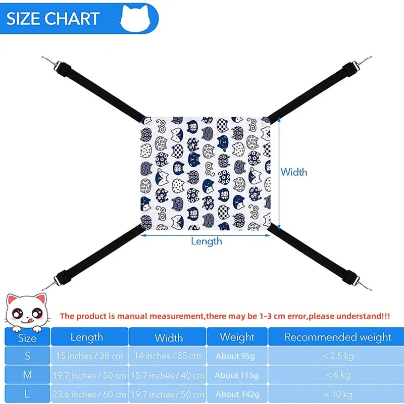 Cat Hanging Hammock with Adjustable Straps Double-Sided