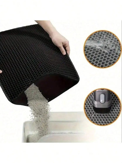 2-Layer Cat Litter Mat Waste Collection Odor Control Easy To Clean