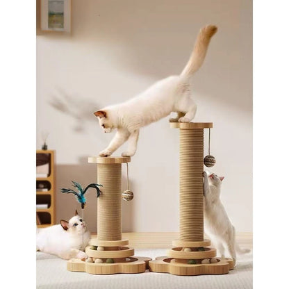 Cat Turntable with Sisal Scratching Post Balls and Stick