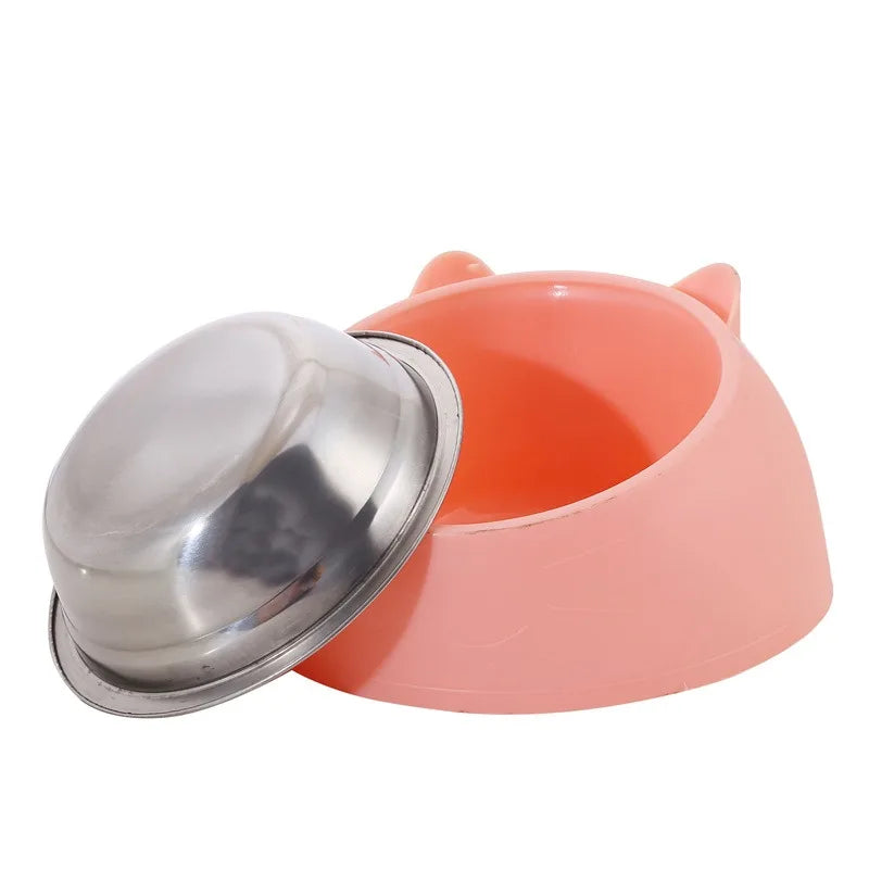Tilted Stainless Cat Bowls with Non-slip Base