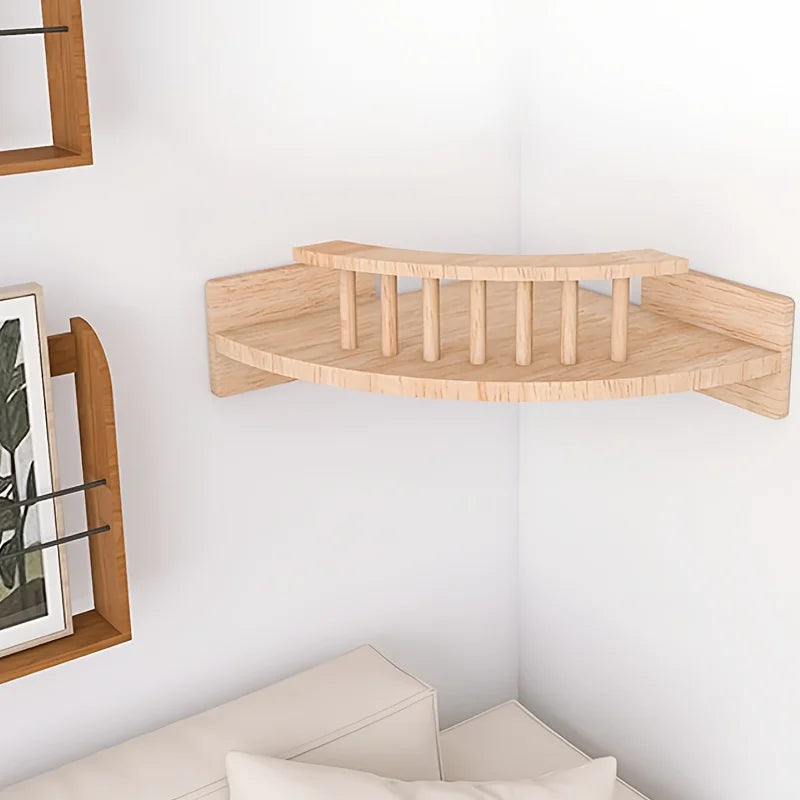 Wall Corner Mounted Cat Shelf