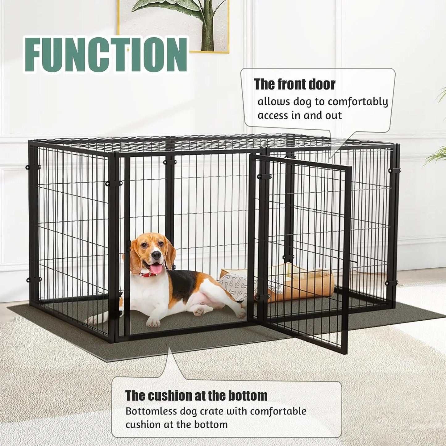 Large Dog Crate – 59 Inch Metal Kennel for Medium and Small Dogs, Safe Indoor & Outdoor