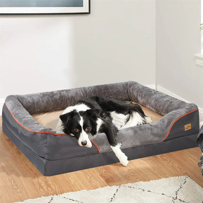 Jumbo Large Orthopedic Dog Bed Memory Foam, Bolster Couch Removable Cover