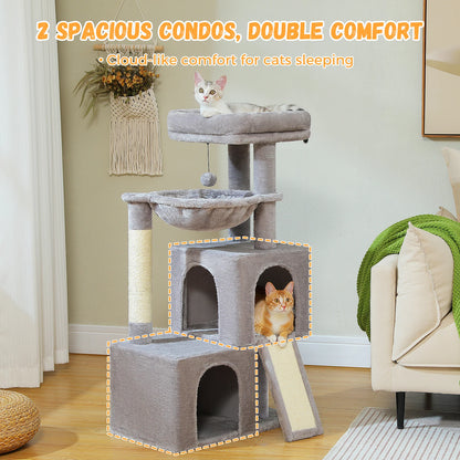 Large Cat Tree for Indoor Cats Multi-Level Cat Tower with Spacious Condos Sisal Scratching Pad
