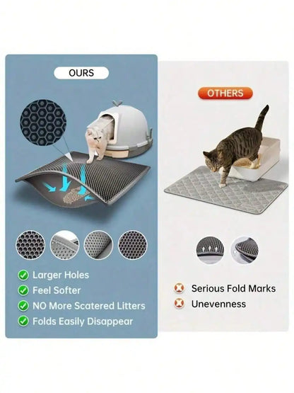 2-Layer Cat Litter Mat Waste Collection Odor Control Easy To Clean